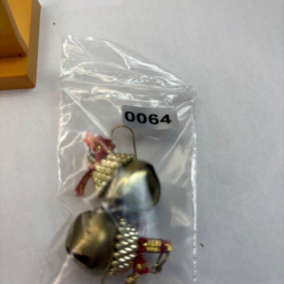 Vintage-Inspired Gold-Toned Jingle Bell Earrings With Red Bow Accent & Decorativ - Picture 2 of 4